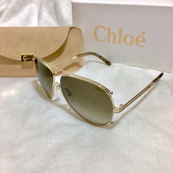 Chloe Accessories - Chloe Isidora Aviator Sunglasses Gold/Brown 61mm